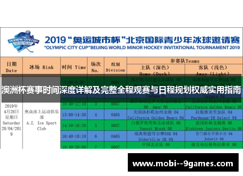 澳洲杯赛事时间深度详解及完整全程观赛与日程规划权威实用指南 澳洲杯赛事时间深度详解及完整全程观赛与日程规划权威实用指南